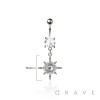 316L SURGICAL STEEL MULTI CZ STARBURST BELLY BUTTON NAVEL RING 